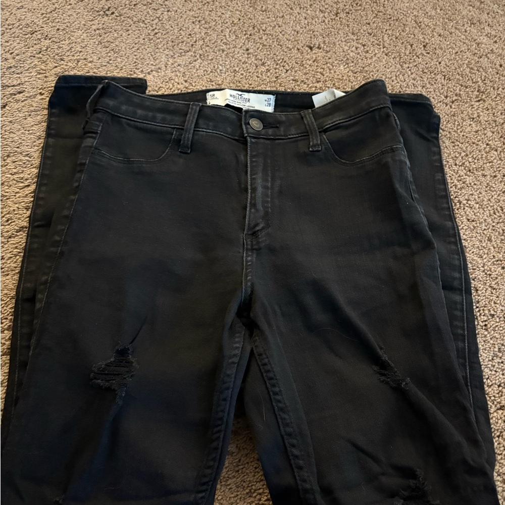 Hollister Black Skinny Jeans Solid Denim
